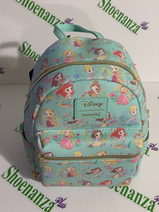Loungefly Mini Backpack Disney Princess Chibi Mint Cinderella Belle Ariel Bag